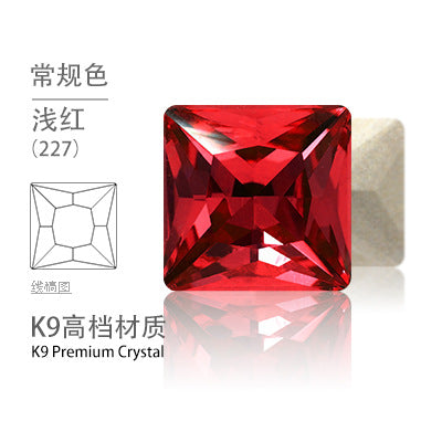 Cross-border hot-selling square right-angle high-top glass drill, special-shaped water rhinestone, DIY square pointed base diamond inlaid with diamond attachment materials