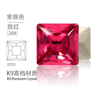 Cross-border hot-selling square right-angle high-top glass drill, special-shaped water rhinestone, DIY square pointed base diamond inlaid with diamond attachment materials