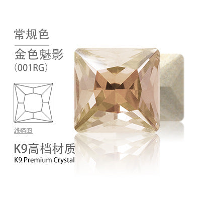 Cross-border hot-selling square right-angle high-top glass drill, special-shaped water rhinestone, DIY square pointed base diamond inlaid with diamond attachment materials