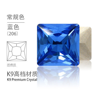 Cross-border hot-selling square right-angle high-top glass drill, special-shaped water rhinestone, DIY square pointed base diamond inlaid with diamond attachment materials