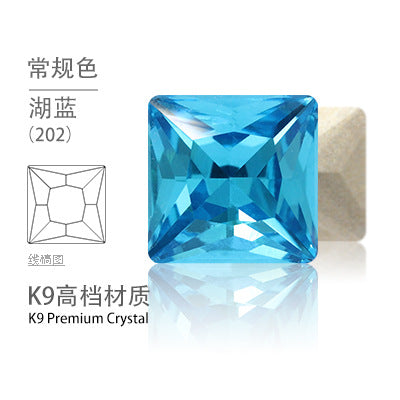 Cross-border hot-selling square right-angle high-top glass drill, special-shaped water rhinestone, DIY square pointed base diamond inlaid with diamond attachment materials