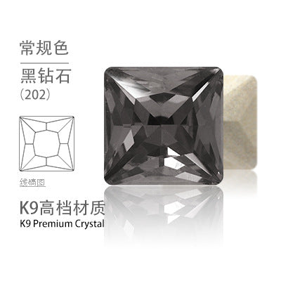 Cross-border hot-selling square right-angle high-top glass drill, special-shaped water rhinestone, DIY square pointed base diamond inlaid with diamond attachment materials