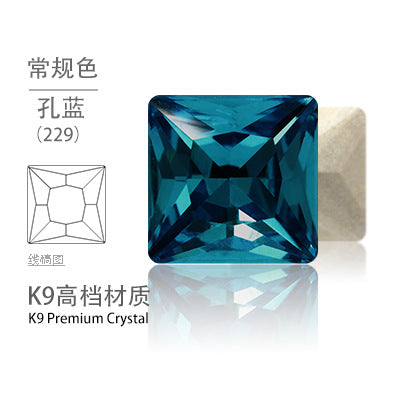Cross-border hot-selling square right-angle high-top glass drill, special-shaped water rhinestone, DIY square pointed base diamond inlaid with diamond attachment materials