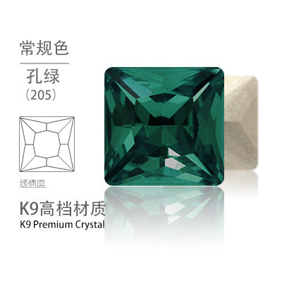 Cross-border hot-selling square right-angle high-top glass drill, special-shaped water rhinestone, DIY square pointed base diamond inlaid with diamond attachment materials