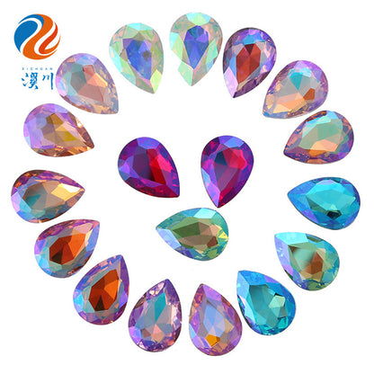 Crystal drop diamond colorful AB glass diamond special-shaped pointed bottom diamond DIY sticker diamond hair accessories materials