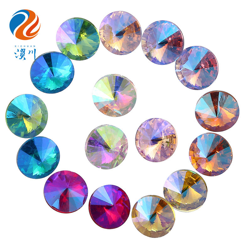 Xichuan source of origin: pointed bottom dazzling satellite glass drills, water rhinestone surface coating, color selection, DIY diamond attachment parts wholesale