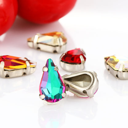 Direct supply of K9 pointed waterdrop glass hand-sewn rhinestones for clothing, shoes, bags, crystal accessories, pointed waterdrop claw rhinestones