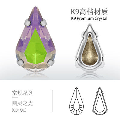 Direct supply of K9 pointed waterdrop glass hand-sewn rhinestones for clothing, shoes, bags, crystal accessories, pointed waterdrop claw rhinestones
