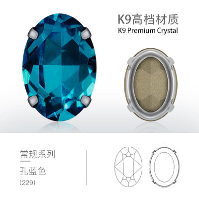 Cross-border oval hollow four-corner claw drill special-shaped glass rhinestone DIY jewelry accessories thickened copper claw pendant apparel