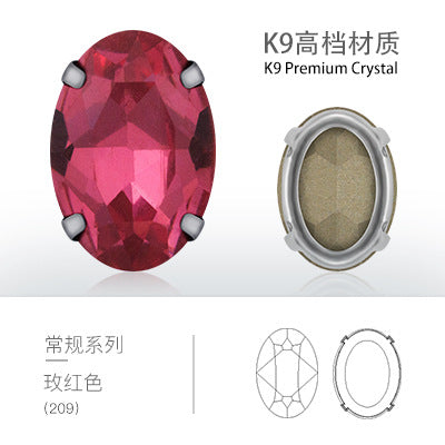 Cross-border oval hollow four-corner claw drill special-shaped glass rhinestone DIY jewelry accessories thickened copper claw pendant apparel
