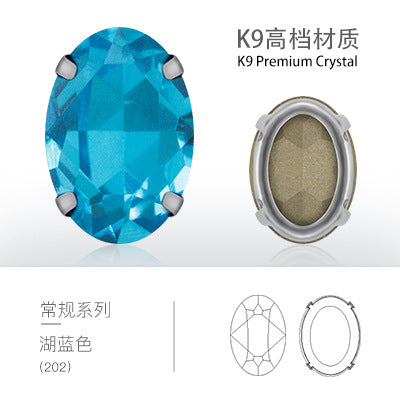 Cross-border oval hollow four-corner claw drill special-shaped glass rhinestone DIY jewelry accessories thickened copper claw pendant apparel