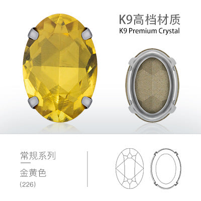 Cross-border oval hollow four-corner claw drill special-shaped glass rhinestone DIY jewelry accessories thickened copper claw pendant apparel