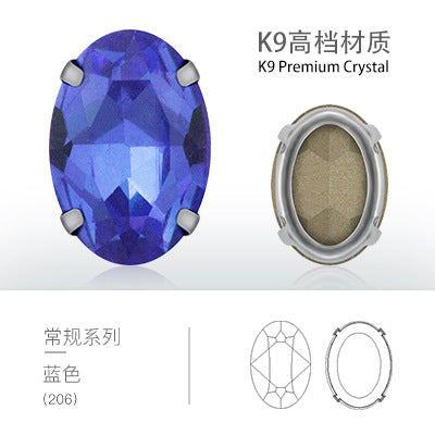 Cross-border oval hollow four-corner claw drill special-shaped glass rhinestone DIY jewelry accessories thickened copper claw pendant apparel