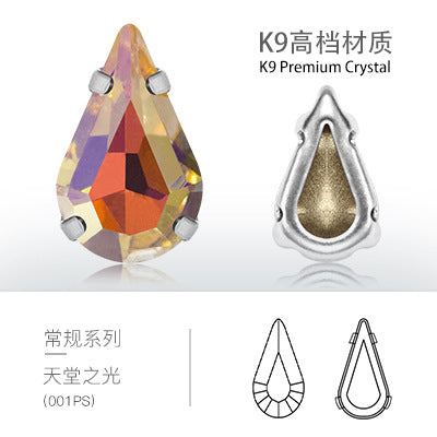 Direct supply of K9 pointed waterdrop glass hand-sewn rhinestones for clothing, shoes, bags, crystal accessories, pointed waterdrop claw rhinestones