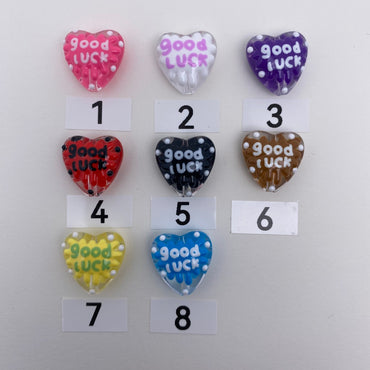 108. good luck heart hand made print beads - Romo bead