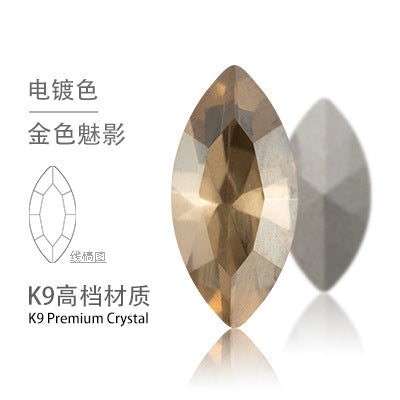 Cross-border Internet celebrity K9 diamond-shaped diamond pointed bottom, special-shaped marquise crystal diamond earrings, necklace accessories, nail art, sparkling diamonds