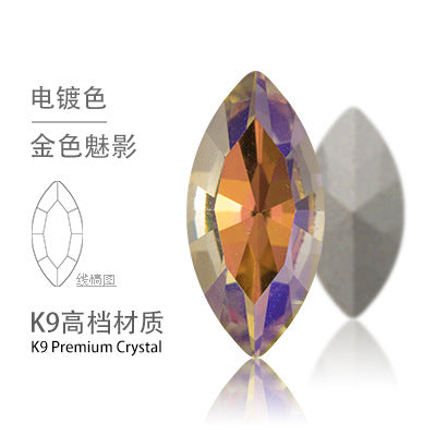 Cross-border Internet celebrity K9 diamond-shaped diamond pointed bottom, special-shaped marquise crystal diamond earrings, necklace accessories, nail art, sparkling diamonds