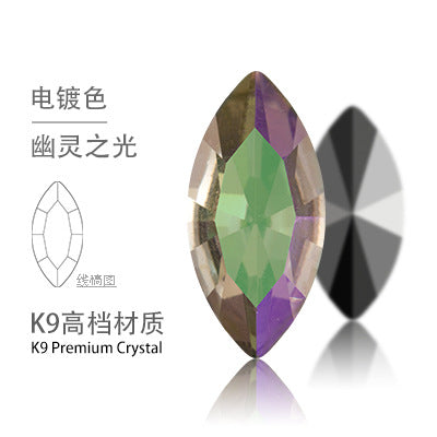 Cross-border Internet celebrity K9 diamond-shaped diamond pointed bottom, special-shaped marquise crystal diamond earrings, necklace accessories, nail art, sparkling diamonds