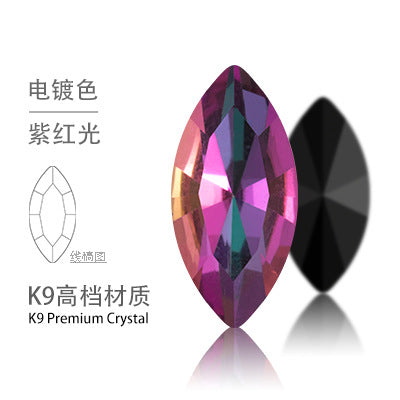 Cross-border Internet celebrity K9 diamond-shaped diamond pointed bottom, special-shaped marquise crystal diamond earrings, necklace accessories, nail art, sparkling diamonds