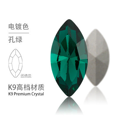 Cross-border Internet celebrity K9 diamond-shaped diamond pointed bottom, special-shaped marquise crystal diamond earrings, necklace accessories, nail art, sparkling diamonds
