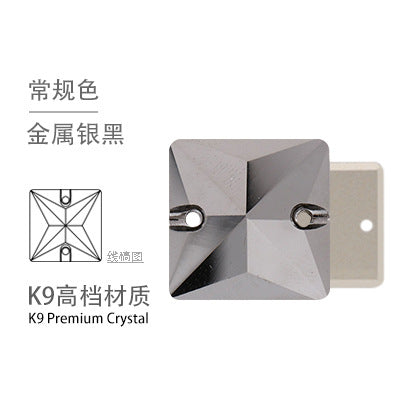 K9 Square Flat Sewn Diamond - Scratch-Resistant Shoe Accessories Luggage Clothing Flat Buckle Crystal Double Hole Rhinestones