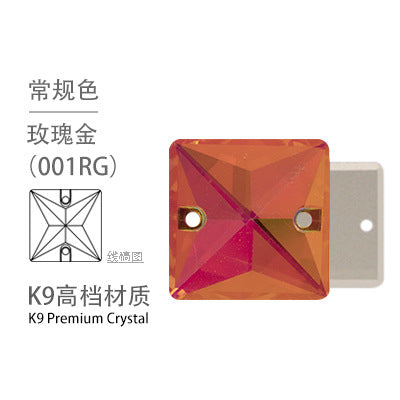 K9 Square Flat Sewn Diamond - Scratch-Resistant Shoe Accessories Luggage Clothing Flat Buckle Crystal Double Hole Rhinestones