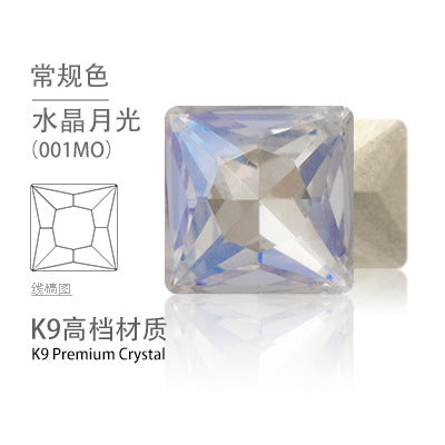 Cross-border hot-selling square right-angle high-top glass drill, special-shaped water rhinestone, DIY square pointed base diamond inlaid with diamond attachment materials