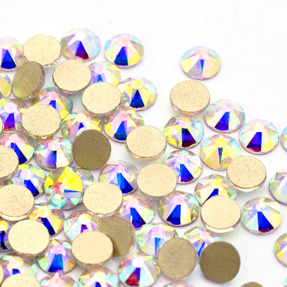 Gold background diamond quality eight big and eight small flat bottom diamonds 16 faceted round rhinestones nail drill DIY nail jewelry