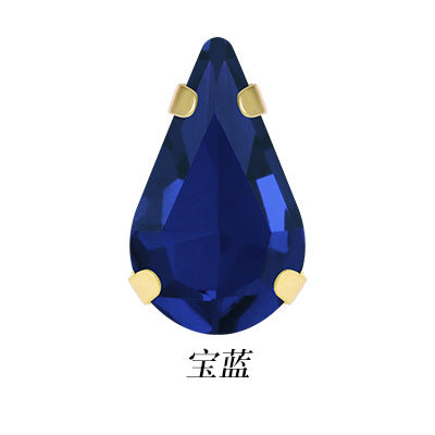 Gold-soled pointed waterdrop glass claw drill, standard cut shoe decorations, wedding dress accessories, crystal accessories, hand-stitched rhinestones with holes