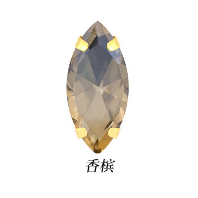 Hot Seller: Four-corner glass with gold base maresque claw drill for clothing, shoes, bags, crystal diamond accessories, claw drill, hand-stitched rhinestone