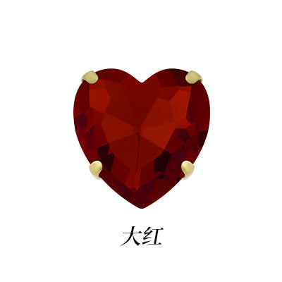 Heart-shaped gold claw drill with holes, hand-stitched glass crystal rhinestone, garment collar handmade material, peach heart gold base claw rhinestone