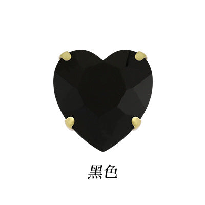 Heart-shaped gold claw drill with holes, hand-stitched glass crystal rhinestone, garment collar handmade material, peach heart gold base claw rhinestone