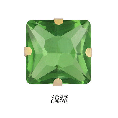 Square paw drill with gold base four-corner paw drill for hole-piercing, hand-sewn drill, wedding dress accessories, gold base square paw drill