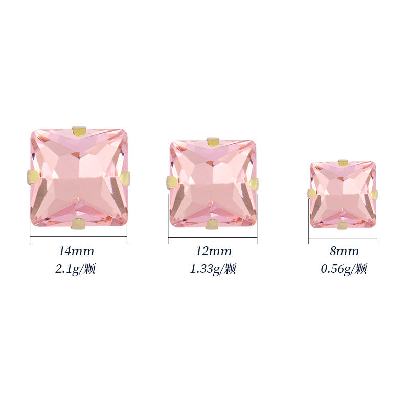 Square paw drill with gold base four-corner paw drill for hole-piercing, hand-sewn drill, wedding dress accessories, gold base square paw drill