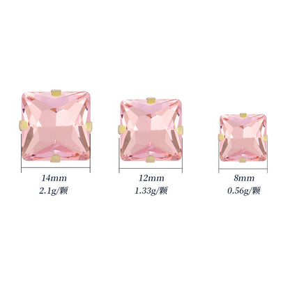 Square paw drill with gold base four-corner paw drill for hole-piercing, hand-sewn drill, wedding dress accessories, gold base square paw drill