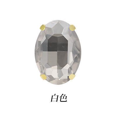 Factory direct sale: gold base oval new crystal claw drill, glass hand-sewn drill, DIY clothing accessory materials wholesale