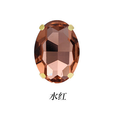 Factory direct sale: gold base oval new crystal claw drill, glass hand-sewn drill, DIY clothing accessory materials wholesale