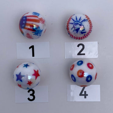 115. American flag print round 16mm beads - Romo bead