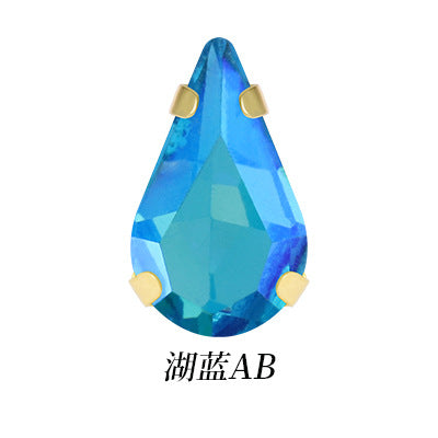 Gold-soled pointed waterdrop glass claw drill, standard cut shoe decorations, wedding dress accessories, crystal accessories, hand-stitched rhinestones with holes