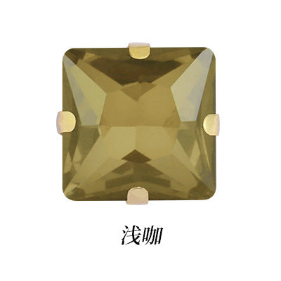 Square paw drill with gold base four-corner paw drill for hole-piercing, hand-sewn drill, wedding dress accessories, gold base square paw drill