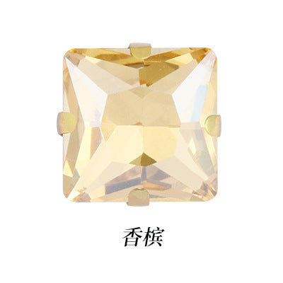 Square paw drill with gold base four-corner paw drill for hole-piercing, hand-sewn drill, wedding dress accessories, gold base square paw drill