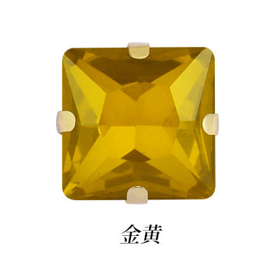 Square paw drill with gold base four-corner paw drill for hole-piercing, hand-sewn drill, wedding dress accessories, gold base square paw drill