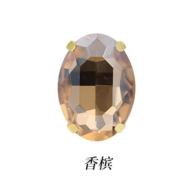 Factory direct sale: gold base oval new crystal claw drill, glass hand-sewn drill, DIY clothing accessory materials wholesale