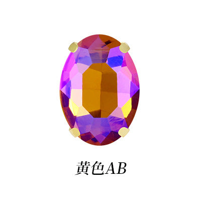 Factory direct sale: gold base oval new crystal claw drill, glass hand-sewn drill, DIY clothing accessory materials wholesale