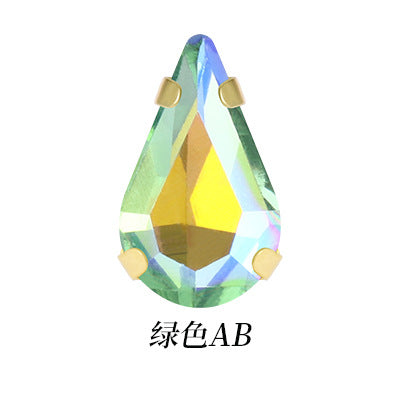 Gold-soled pointed waterdrop glass claw drill, standard cut shoe decorations, wedding dress accessories, crystal accessories, hand-stitched rhinestones with holes