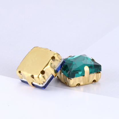 Square paw drill with gold base four-corner paw drill for hole-piercing, hand-sewn drill, wedding dress accessories, gold base square paw drill