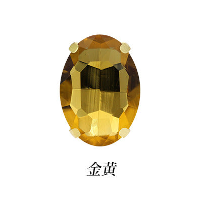Factory direct sale: gold base oval new crystal claw drill, glass hand-sewn drill, DIY clothing accessory materials wholesale