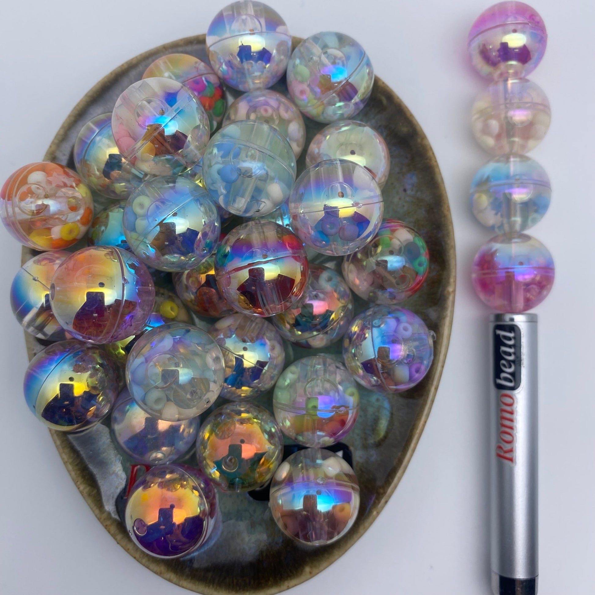 117. round 18mm water beads uv - Romo bead