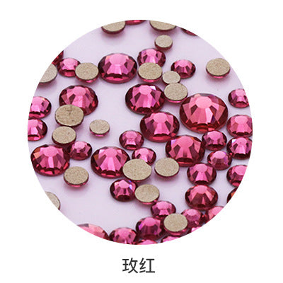 Factory direct sale, gold base mixed nail art diamonds, round flat bottom diamonds, DIY nail art jewelry diamond accessories, mixed sizes