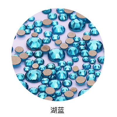 Factory direct sale, gold base mixed nail art diamonds, round flat bottom diamonds, DIY nail art jewelry diamond accessories, mixed sizes